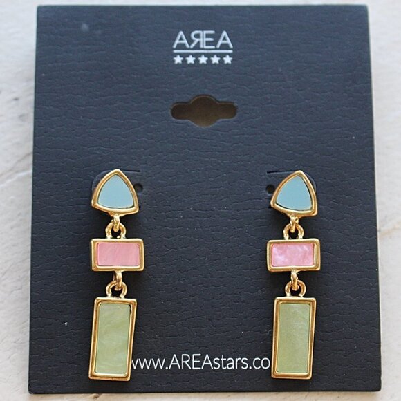 NEW Area Stars - Artisan Inspired Multi-Part Ceramic Dangle Earrings - Picture 1 of 4